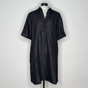 Chico's Linen 3D Flower Placket Shift Dress